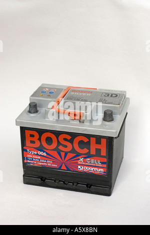 Bosch silver lead acid 12 volt 36A amp hour car battery UK Stock Photo