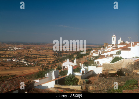 Portugal Alentejo Region Monsaraz panoramic view over sunbaked fields from castle Stock Photo