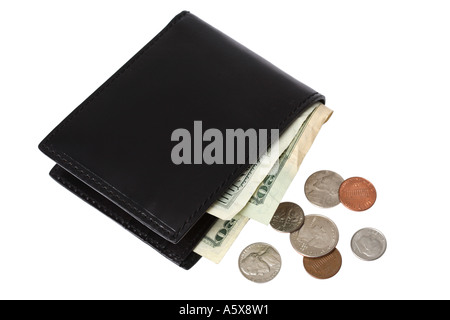Wallet and pocket change Stock Photo