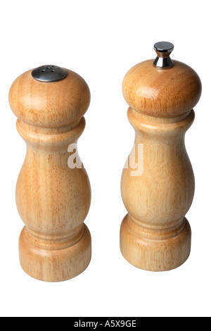 wooden salt and pepper shakers Stock Photo