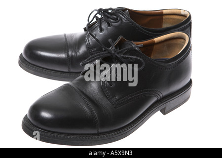 black leather formal shoes isolated on white background Stock Photo - Alamy