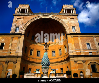 Rome Italy Vatican Museum - Pine Cone Cortile Della Pigna Former Roman Fountain 1st century bronze Statue Stock Photo