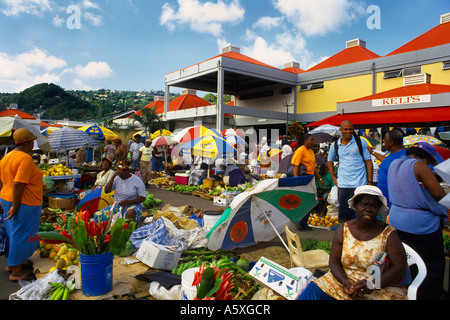 Castries St Lucia Saturday Market Fruit and Flowers Stock Photo