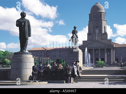 Statues of Marthinus Pretorius and his father in front of the City Hall Pretoria South Africa Stock Photo