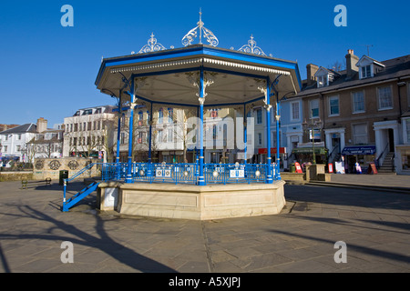 Attractive bandstand at Horsham town centre shopping Pedestrian precinct in West Sussex 2007 Stock Photo