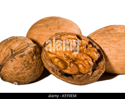 Walnuts on white Stock Photo