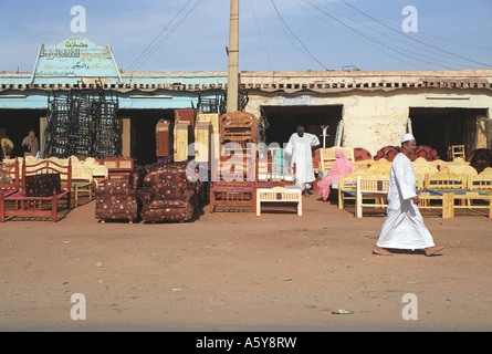 Furniture shop at Juba market, Sudan Stock Photo