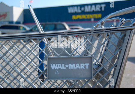 Shopping cart Walmart Supercenter store. USA Stock Photo