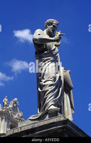 The statue of Saint Peter in the Vatican with the key to the Kingdom of Heaven Stock Photo