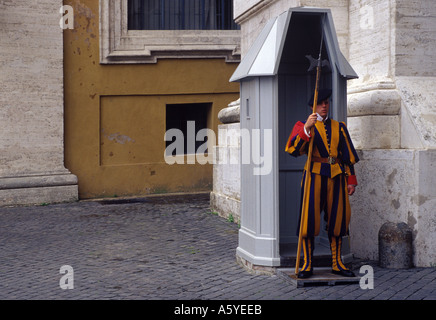 A Swiss Guard on duty at the Vatican in Rome Stock Photo