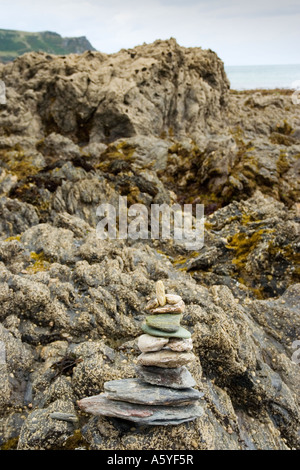 Small pile of pebbles on beach Stock Photo