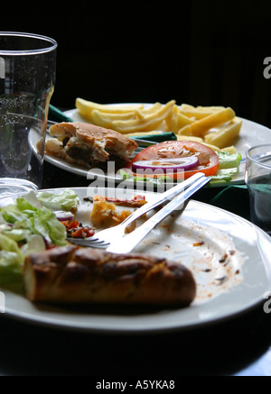 abandoned pub meal Stock Photo