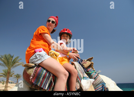 hippo therapy with camel / camel riding Stock Photo