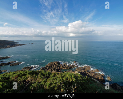 landscape at the coast between Plougasnou and Locquirec in Finistere ...