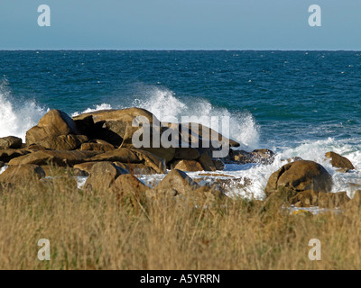 stony strand with granit rocks at the coast in Finistere near by ...