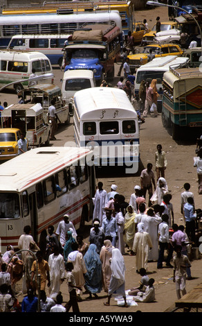 Sudan, Africa. Buses and coaches leaving from bus station Khartoum in the early morning. Stock Photo