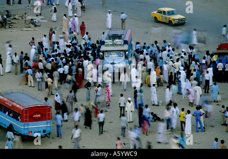 Sudan, Africa. Buses and coaches leaving from bus station Khartoum in the early morning. Stock Photo