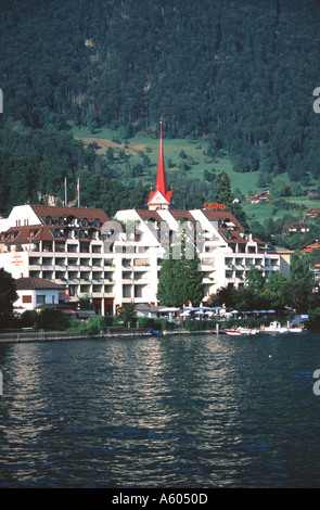 Weggis viewed from Lake Lucerne Stock Photo