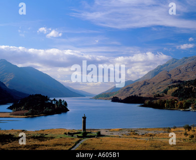 Glenfinnan Monument and Loch Shiel, Highland Region, Scotland, UK. Stock Photo