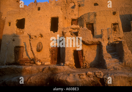 EGYPT Western Desert Siwa Oasis Shali Fortress detail of old mud brick houses at sunrise Stock Photo