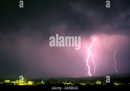 Lightning strikes from a thunderstorm in Boise Idaho Stock Photo - Alamy