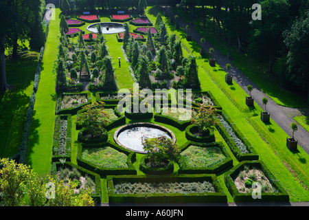 Formal gardens of Dunrobin Castle, near Golspie, Sutherland, Scotland Stock Photo