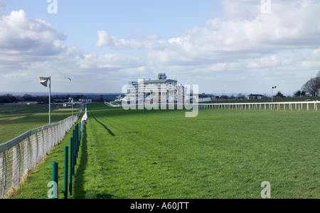 Looking towards the grandstand, Epsom Racecourse, Home of The Derby. Stock Photo