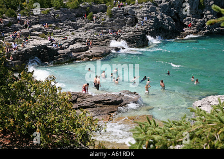 Indian Head Cove; Bruce Peninsular  Georgian Bay on Lake Huron Ontario Canada Stock Photo