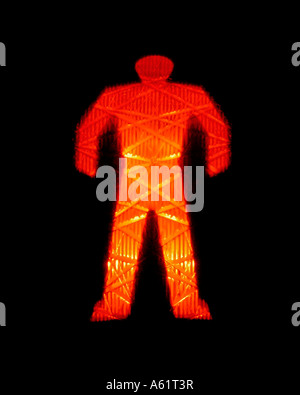 Red Do-not-cross man pedestrian sign Stock Photo