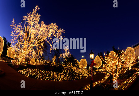 Beautiful Christmas decorations with lights at famous Opryland Hotel in Nashville Tennessee USA Stock Photo