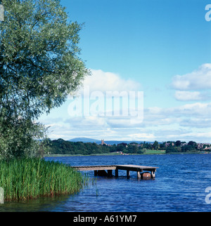 Pier on lake, Lochmaben, Dumfries and Galloway, Scotland Stock Photo