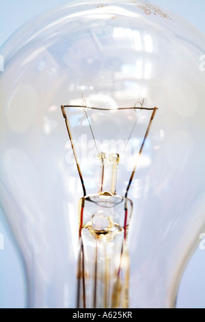 Close up clear electric light bulb filament Stock Photo