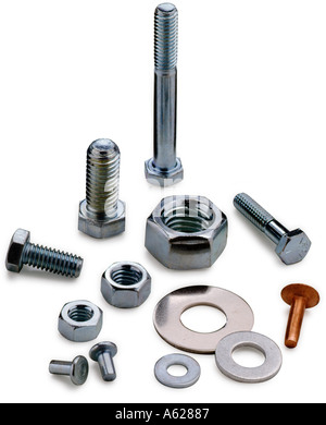 Various nuts bolts and washers Stock Photo