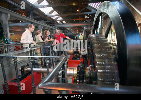 family exploring an industrial museum Stock Photo