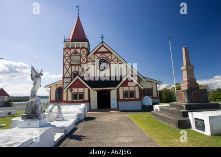 St Faiths Anglican church built in 1914 to replace an earlier church Lake Rotorua North Island New Zealand Stock Photo