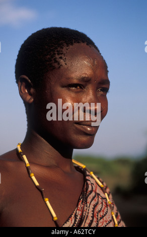 Hadza woman Lake Eyasi Tanzania Small tribe of hunter gatherers Stock Photo