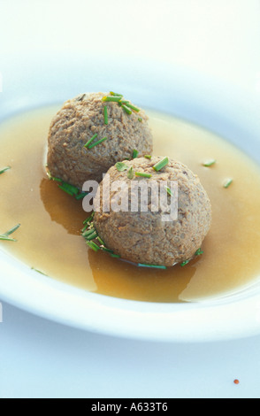 Close-up of liver dumplings in gravy Stock Photo
