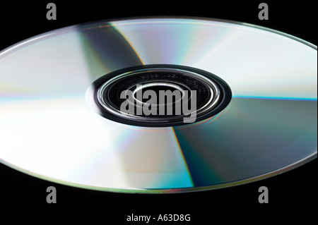 Single DVD on isolated blackbackground Stock Photo