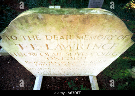 The grave of Col T E Lawrence Lawrence of Arabia Anglo Irish soldier and writer 1888 1935 in Moreton in Dorset UK Stock Photo