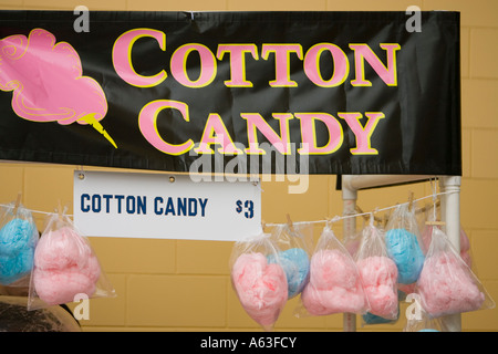 Cotton candy for sale at a refreshment stand Stock Photo