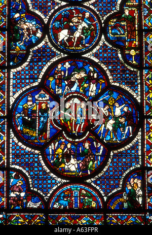 Chartres Apse Chartres Cathedral (Cathedrale Notre-Dame de Chartres). Stained glasses ...