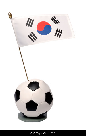 Football and South Korea national flag trophy Stock Photo