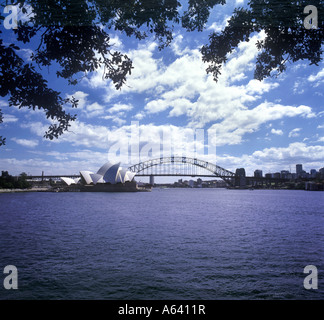 Sydney Harbor With Opera House And Bridge On A Sunny Day, Sydney Australia Stock Photo