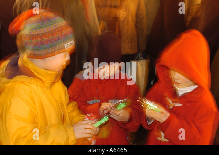Little boys at Christmas market Augsburg Bavaria Germany Stock Photo
