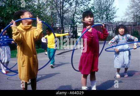 School playground at breaktime primary school South London Stock Photo