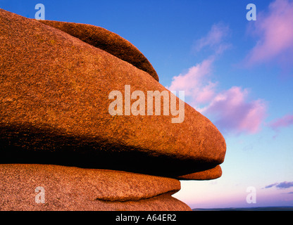 The Granite outcrop of Rough Tor on Bodmin Moor in Cornwall Stock Photo