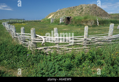 Viking village long-house and fence with sharpened posts to keep out ...