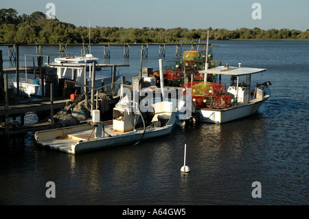 Cedar Key Florida fishing boats Stock Photo