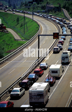 Switzerland, Gotthard highway, traffic jam Stock Photo - Alamy
