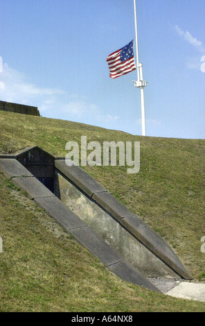 US flag with fifteen stars over Fort Moultrie Charleston South Carolina. Digital photograph Stock Photo